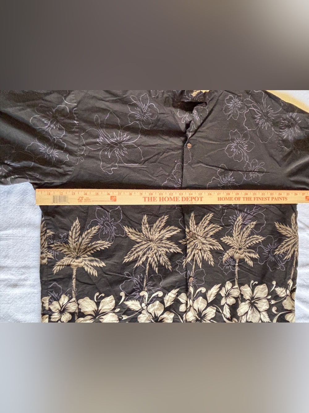 Vintage Hawaiian Black Cotton Button up Shirt ~ Men’s 3X - Picture 9 of 13